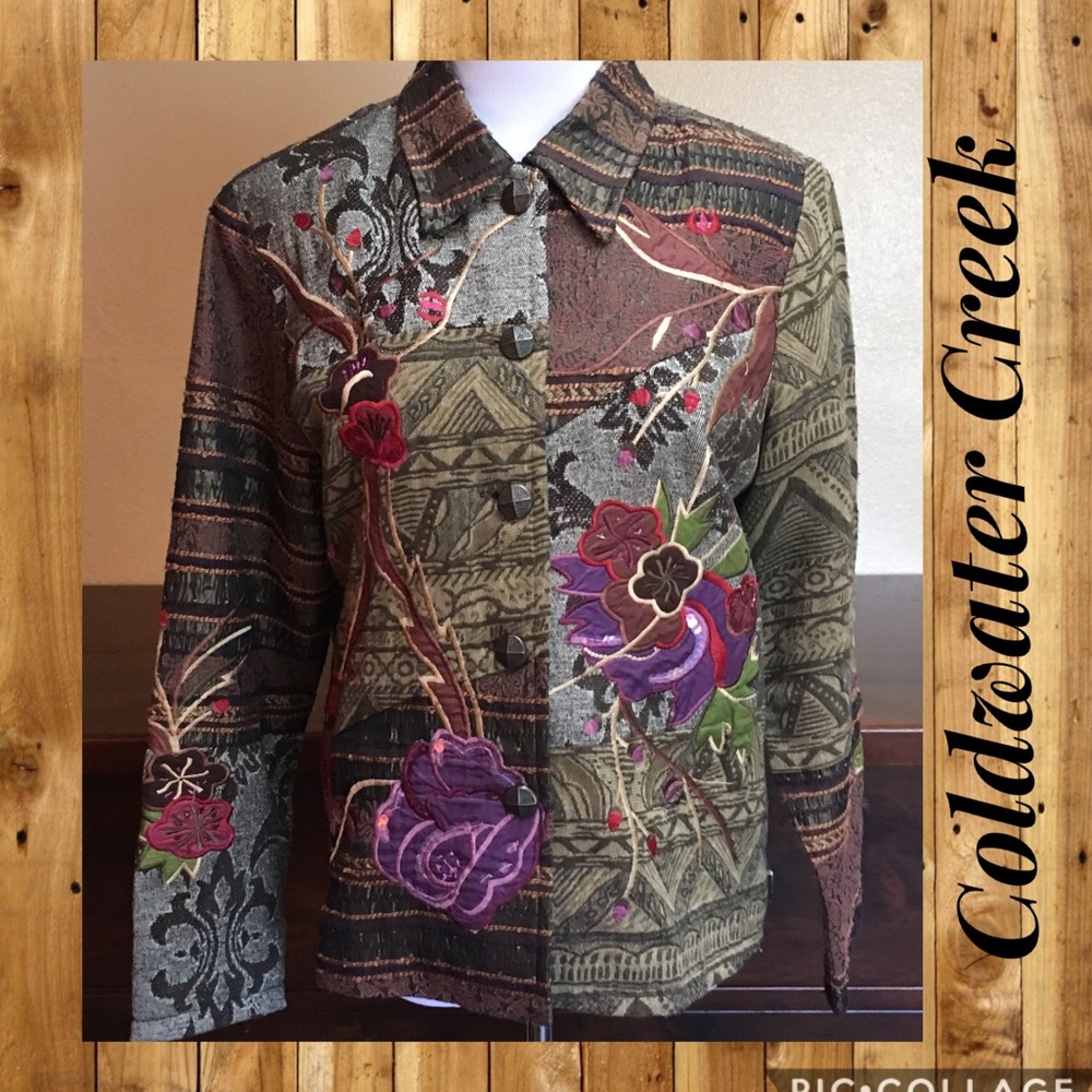 Coldwater Creek Quilt Embroidery Jacket